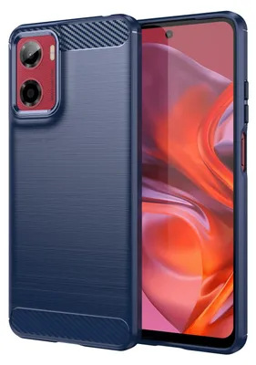 Immagine prodotto di Per Motorola Moto E15 Fibra di carbonio spazzolato design texture TPU custodia del telefono cellulare blu