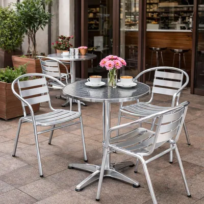 Produktbild von Bistrogarnitur 4-teilig Balkonset  Rund Aluminium - Edelstahl