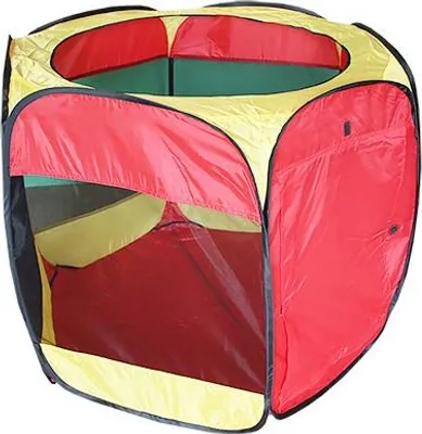 Productafbeelding van Lichtgewicht, zeshoekig speelhuis met bällebad, in meerdere kleuren, afmetingen 100x100x75 cm, met deur met klittenbandsluiting