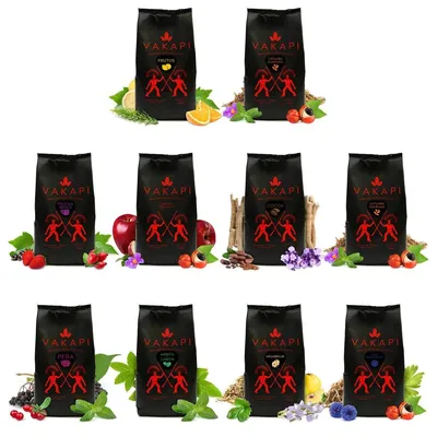 Produktbild von Yerba Mate Tee Vakapi Set 10x500g - Vakapi: Guarana, Mas Inteligente, Pera, Menta Limon, Cocoa, Membrillo, Membrillo, Energia Guarana, Frutas Bayas