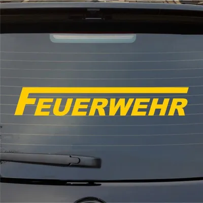 Produktbild von Heckscheibenaufkleber Feuerwehr langes F 55x9 cm Gelb Auto Aufkleber Sticker