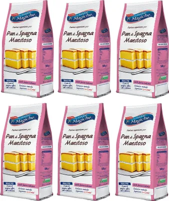 Produktbild von 6x Lo Conte Le Farine Magiche Pan di Spagna Maestoso Mehl für Biskuitkuchen 300g Weichweizenmehl Typ "1"