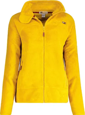 Produktbild von Geographical Norway Damen warme flauschige Fleece Jacke Outdoor Sweater Ski Sport Freizeit Model: G-Ursinia, Farbe: Gelb, Größe: XXL