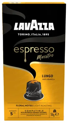 Produktbild von Lavazza Espresso Maestro Lungo, Kaffeekapsel, Lungo, Leichte Röstung, Nespresso, 5/13, Schwarz, Gold