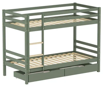 Image de Lits superposés pour enfants 190x90cm vert avec tiroirs AMBRE