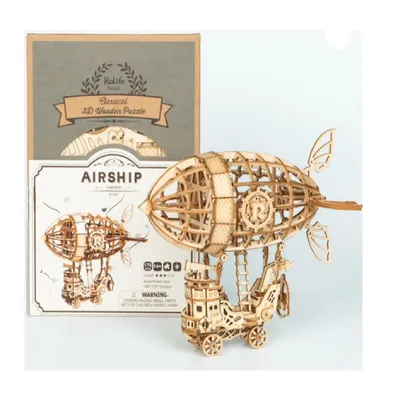 Produktbild von ROBOTIME 3D-MODELL-PUZZLE AUS HOLZ, 3D-DAMPFSCHIFF, LUFTSCHIFF, DIY, 178 Teile.