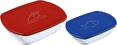 Image de Pyrex 2x Cook & Store bocal de conservation résistant au four 1,2 L +2,5 L