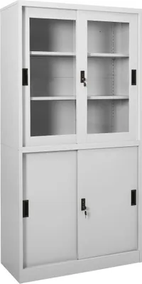 Produktbild von Büroschrank mit Schiebetür Hellgrau 90x40x180 cm Stahl