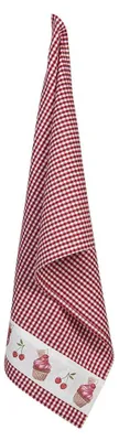 Produktbild von Clayre & Eef Geschirrtuch 50x70 cm Rot Weiß Baumwolle Cupcakes