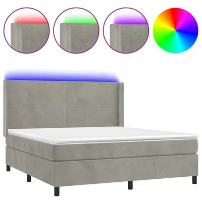Obrázok produktu pre vidaXL Boxspring posteľ s matracom a LED svetlom sivá 160x200 cm Velvet