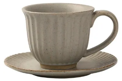 Image de Tasse à cappuccino avec soucoupe, en grès, 160 ml, couleur crème