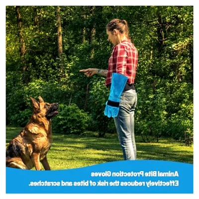 Produktbild von Bissfeste Handschuhe für Tiere, 45 cm lange Katzenhandschuhe aus Rindsleder für Schweißen, Gartenarbeit und den Umgang mit Hunden und Katzen
