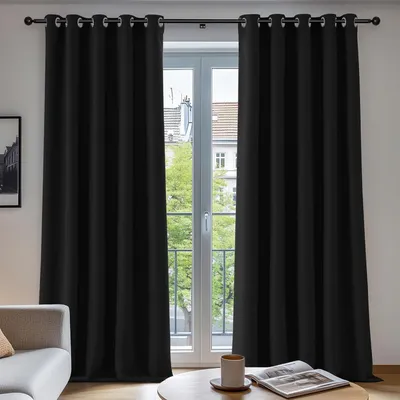 Obrázok produktu pre Deconovo záclony zatemnenie záclony očká tepelné záclony ochrana proti chladu 229x168cm čierna sada 2