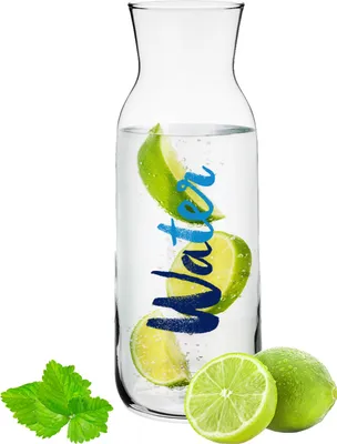 Produktbild von PLATINUX Karaffe mit Water-Print 1000ml (max.1200ml) aus Glas Wasserkaraffe Glaskanne Getränkekaraffe Kanne Glaskanne