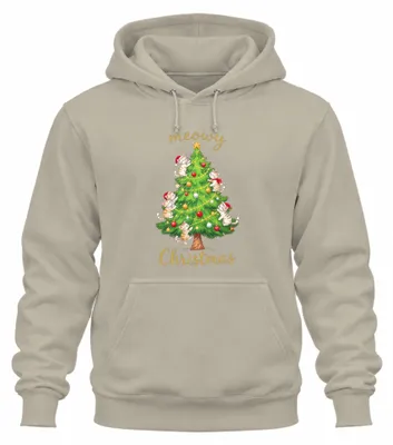 Immagine prodotto di meowy gatti di Natale albero di Natale carino amante dei gatti unisex felpa con cappuccio, natura, M