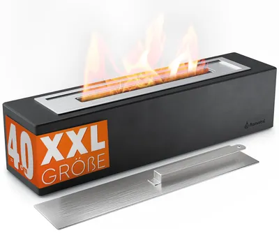 Produktbild von flammtal Outdoor Bioethanol Tischfeuer BLOCK aus Beton, Hochwertiger Tischkamin mit verstellbarer Flamme - Tischkamin für Balkon, Terrasse & Garten
