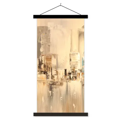 Produktbild von MuchoWow® Textilposter Gemälde - Öl - Abstrakt - Skyline 60x120 cm mit schwarzem Rahmen - Magnete