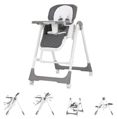 Produktbild von Chipolino Kinderhochstuhl 2 in 1 Milk Shake, verstellbar, Babyschaukel, Räder dunkelgrau