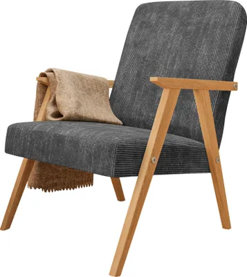 Obrázek produktu pro Křeslo Petra klasické křeslo retro minimalistický styl skandinávské dřevo barva: Poso 34 - tmavě šedá
