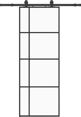 Zdjęcie produktu dla vidaXL Drzwi przesuwne z okuciem czarne 76x205 cm szkło ESG