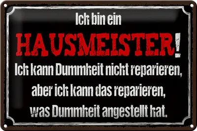 Produktbild von Blechschild Spruch 30x20cm bin Hausmeister kann reparieren