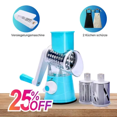 Produktbild von Multifunktions Chopper manuelle rotierende Reibe Gemüse Obst Cutter Küchengeräte + versieglungsmaschine +2 Küchen schürz