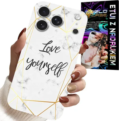 Image de Etui Do Iphone 17 Pro Max - Biały Marmurek W Złote Ramki Love You