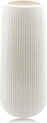 Imagen del producto de Florero de cerámica blanco, con textura rugosa, de 20 cm de altura, ideal para flores frescas y secas