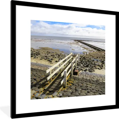 Produktbild von MuchoWow® Gerahmtes Poster Aufwachen auf Vlieland 40x40 cm - Poster mit Schwarzem Bilderrahmen Wandposter Rahmen Foto Bilder - Poster - Plakat im Rahmen