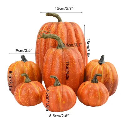 Zdjęcie produktu dla 7PCS Symulacja dyni Model sztucznej dyni Dekoracja stołu domowego na Święto Dziękczynienia i Halloween