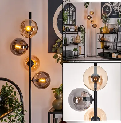 Produktbild von Fossobiubo Stehlampe aus Metall/Glas in Schwarz/Rauch-/Bernsteinfarben
