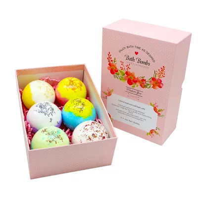 Produktbild von Badebomben-Geschenkset, 6 Natürliche Badekugeln, handgemachtes Seifenblasen-Badeset, Romantisches Mädchen
