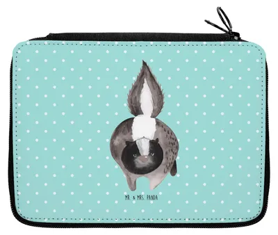 Produktbild von Mr. & Mrs. Panda Schlampermäppchen Stinktier Angriff - Türkis Pastell - Geschenk, Stinker, Federtasche, Mäppchen, Etui, Drohung, Skunk, Bleistiftetui, Wildtier, Raubtier