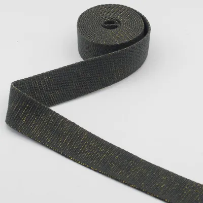 Productafbeelding van 5 m gouden riem zwaar katoen antraciet (05) 3 cm