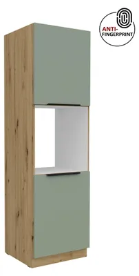 Produktbild von Küchen Hochschrank 60 cm Küche ARIA Aquamarin ultra matt + Eiche Artisan matt, hochwertige Fronten mit Anti Fingerprint Beschichtung, Soft-Close Küchenzeile Küchenblock