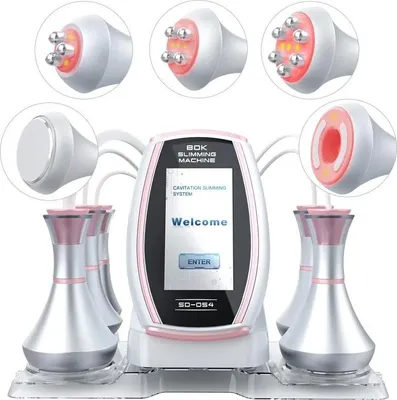 Produktbild von Beautygerät - Handgerät 80 kHz Kavitation + RF - 5 Behandlungsköpfe - Gesichtsstraffung & Fettreduktion - Für Zuhause - Weiß