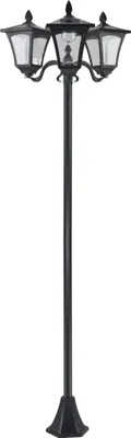 Produktbild von Solar Gartenlaterne mit 3 flammig Laterne Mast aus Edelstahl Solarlaterne mit LED 120 Lumen 51,5x47x182,5cm Wegeleuchte IP44 für Garten Balkon Schwarz