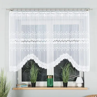 Produktbild von BASTIA - Fertiggardine aus Jacquard mit Schnitt unten - 250x130 cm - weiß