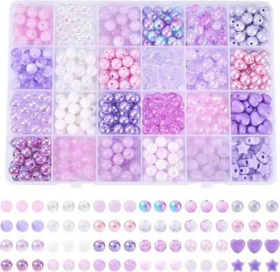Imagen del producto de Juego de cuentas de plástico, 593 unidades, de 8 mm, para la creación de joyería
