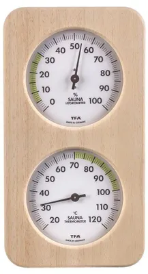 Produktbild von Oslo Sauna-Thermometer und Hygrometer – Hitzebeständig, aus massivem Holz, 131 x 34 x 240 mm