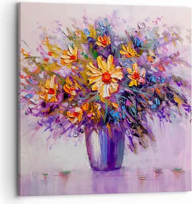 Produktbild von Bild auf Leinwand - Leinwandbild - Blumen Vase - 70x70cm - Wand Bild - Wanddeko - Wandbilder - Leinwanddruck - Bilder - Kunstdruck - Wanddekoration - Leinwand bilder - Wandkunst - AC70x70-4112