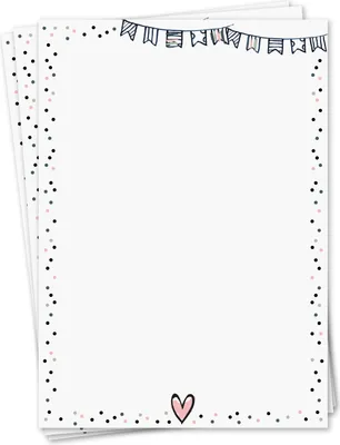 Produktbild von Briefpapier Set Konfetti I 50 Blatt 90 g/m² DIN A4 I stilvolles Schreibpapier vielseitig verwendbar rosa grün weiß I Geburtstag Urkunde Speisekarte I dv425