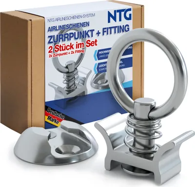 Produktbild von Zurrpunkt-Set für Airlineschiene,4-teilig, Zurrschiene, Ladungssicherung