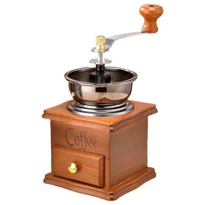 Produktbild von Manuelle Kaffeemühle aus Holz – Handkaffeemühle mit verstellbarem Mahlgrad –braun