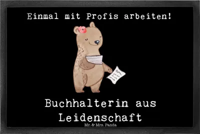 Produktbild von Mr. & Mrs. Panda Schmutzfangmatte Buchhalterin Leidenschaft 40 x 60 cm - Schwarz - Geschenk, Spruch, fußmatte, Angestellte, Beruf, Lustig, Fussmatte, Fußabstreifer
