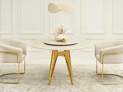 Produktbild von Eleganter Esstisch FARKAS – beige/gold
