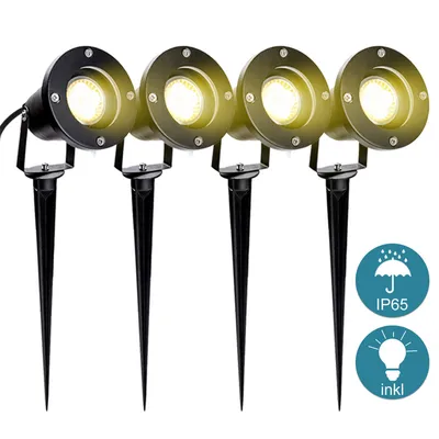 Produktbild von Yakimz 4X Gartenstrahler 4W LED Gartenleuchte mit Erdspieß Rasen Licht Warmweiß Wasserdicht IP65 für Außenbereich Garten Teich Landschaft