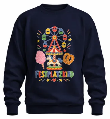 Imagen del producto de Camiseta con motivos de feria, pantalones de cuero, sudadera, jersey, color azul marino, talla S