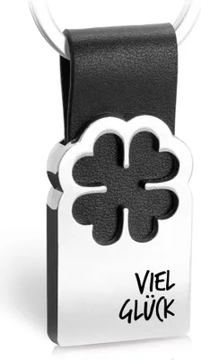 Produktbild von FABACH Kleeblatt Glücksbringer Schlüsselanhänger mit Gravur aus Leder - Viel Erfolg Prüfung - Viel Glück Abitur - Gute Reise - Glück Anhänger als Abschiedsgeschenk - Viel Glück