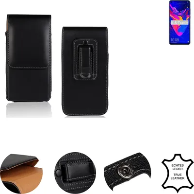 Produktbild von K-S-Trade Holster Gürteltasche Handy Hülle Schutzhülle kompatibel mit Huawei Honor V20 Handyhülle Leder schwarz, 1x